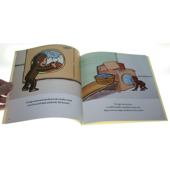 3/$15 Curious George at the Laundromat Hardcover Margret Rey GUC Vintage 1987 - Picture 2 of 3